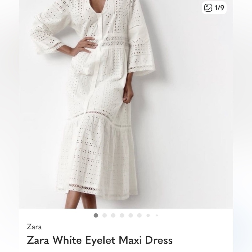 Zara White Eyelet Maxi Dress
